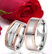 2 SILBER Partner Ringe Trauringe Eheringe Gravur Gratis ROSEGOLD Plattiert T344