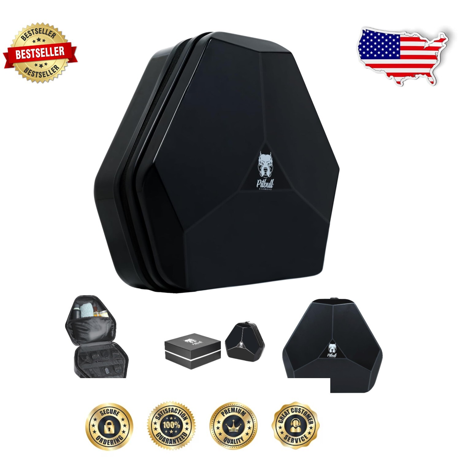 Versatile Pitbull Diamond Travel Case with Organizational Net - Travel Made Easy