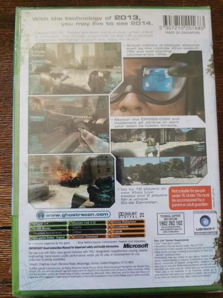 XBOX ORIGINAL NEW & SEALED Game Tom Clancy's Ghost Recon Advanced Warfighter. - Image 2 of 3