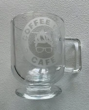 COFFEE GUY CAFE Coffee Mug Cup Clear Glass Engraved