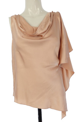 Halston Heritage Top Seide drapiert hellrosa asymmetrisch Wasserfallausschnitt Anlass UK 8