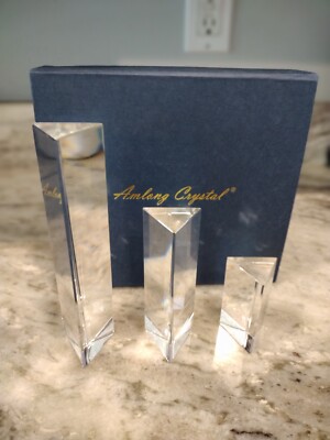 MINT Set of 3 Amlong Crystal Prisims 6 - 4''- 2'' Teaching Aid in Original Box
