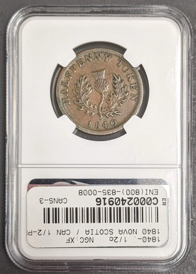 1840 Nova Scotia Canadian Half Penny NGC XF 40 BN - Image 2 of 3