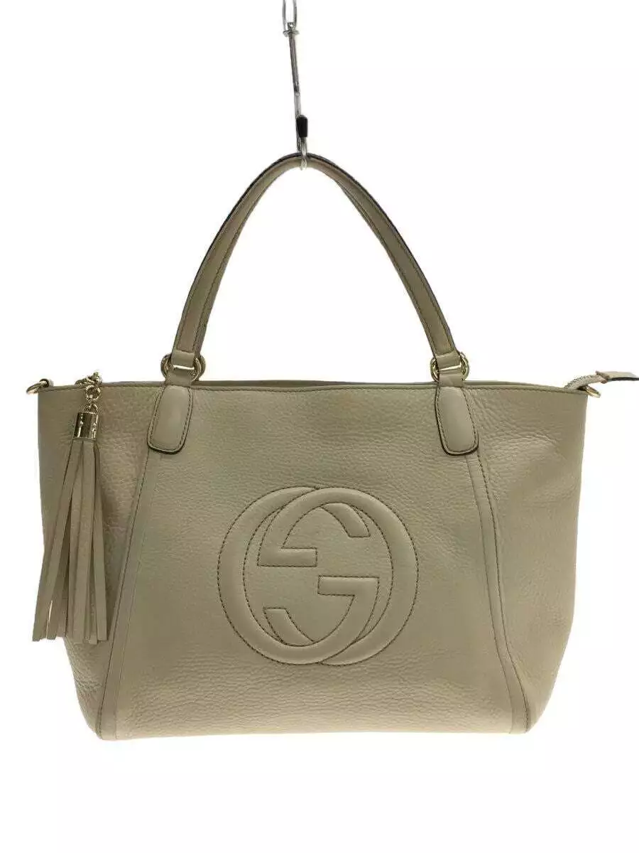 Gucci Soho Tote / Chain Shoulder Bag Metallic Champagne 