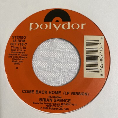 Brian Spence 45 Baby Come Back Home / Will She Be Home NEW reissue unplayed