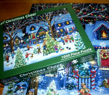Jigsaw Puzzle 1000 Pieces Christmas Caroling Kids Dogs Cheer Snow Trees Complete