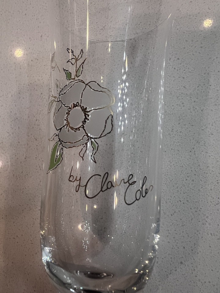 Pierre Jouet Designer Claire Coles Floral Champagne Glasses Flutes Set