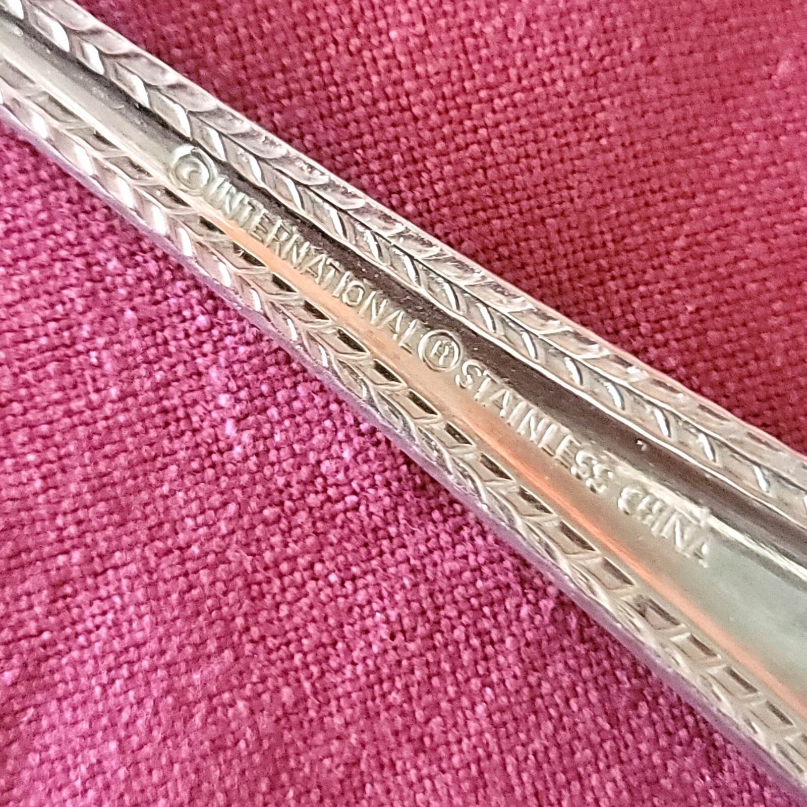 International Silver Stainless 4 Salad Forks INS654 Pattern Braided Edge China