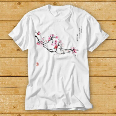 Vogel auf Sakura Oriental Kanji Zen Japanisch T-Shirt 1945