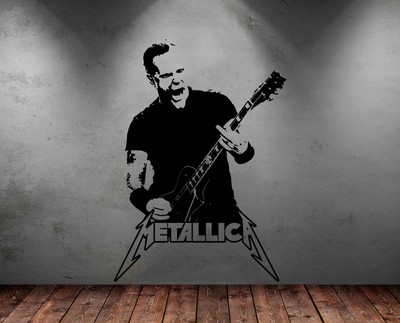 Metallica Wall Sticker James Hetfield Wall Art Thrash Metal Guitar Art Ebay