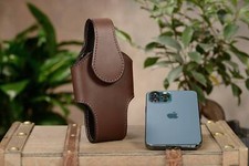 Brown Leather Vertical Cellphone Holster Case