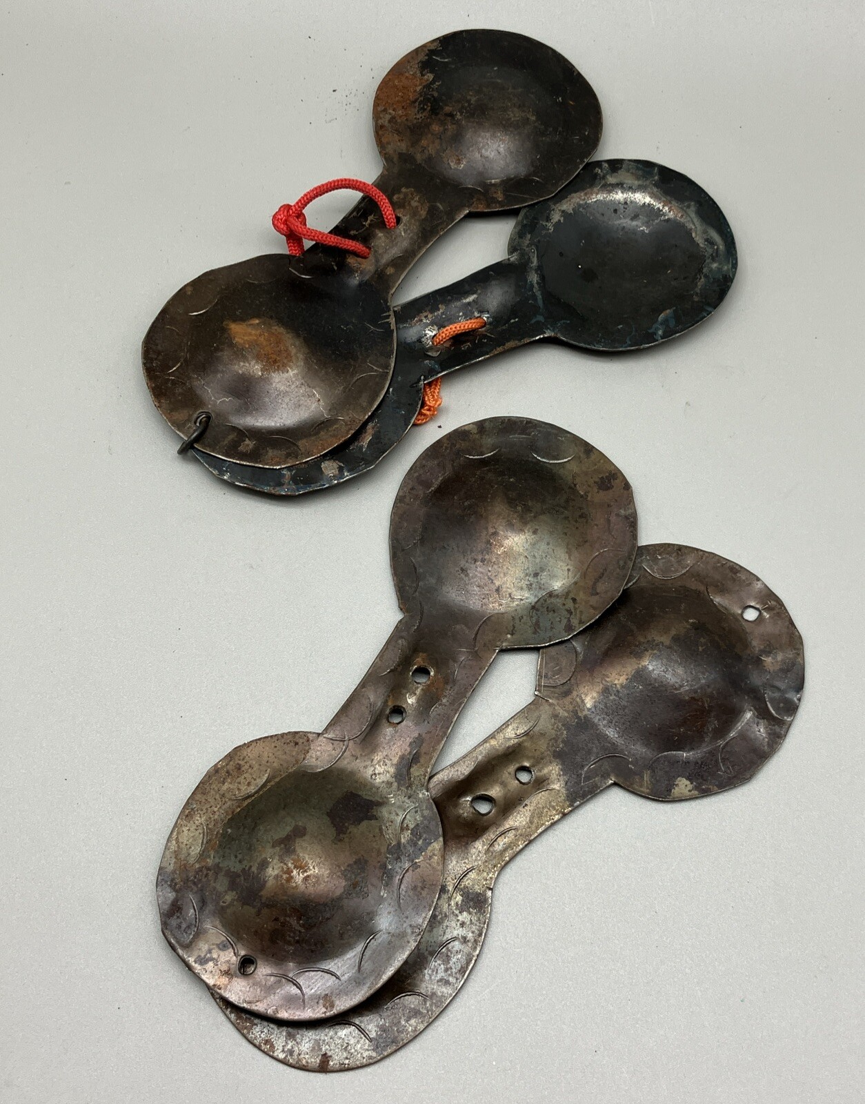 Par Original Marroquí Marruecos Gnawa Hierro Castañuelas Qraqeb Hecho a Mano A16