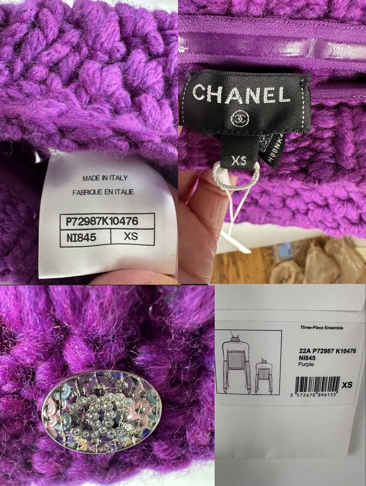 5K NUOVO Chanel 2022 Jennie Maglione Crop Top 34 36 38 2 4 6 Camicia Giacca S XS M L