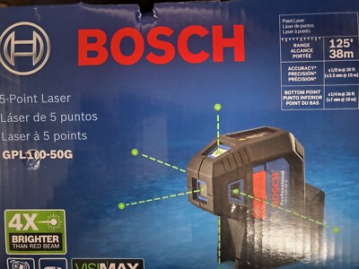 Bosch GPL100-50G 125' 5 Point Cordless Green Beam Self Leveling Alignment Laser