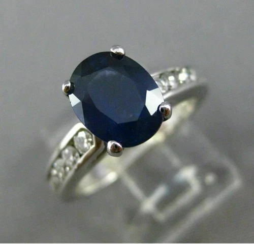 ESTATE 2.56CT DIAMOND & KASHMIR SAPPHIRE 14K WHITE GOLD 3D ENGAGEMENT RING 25266