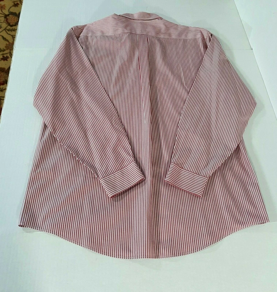 LL Bean Wrinkle Resistant LS Striped Button Down Shirt Men Size L Runs Big - Image 3 of 4