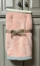Chick Pea NWT Pink Plush Baby Blanket with Gray Ribbed Edge Trim LOVEY NEW!
