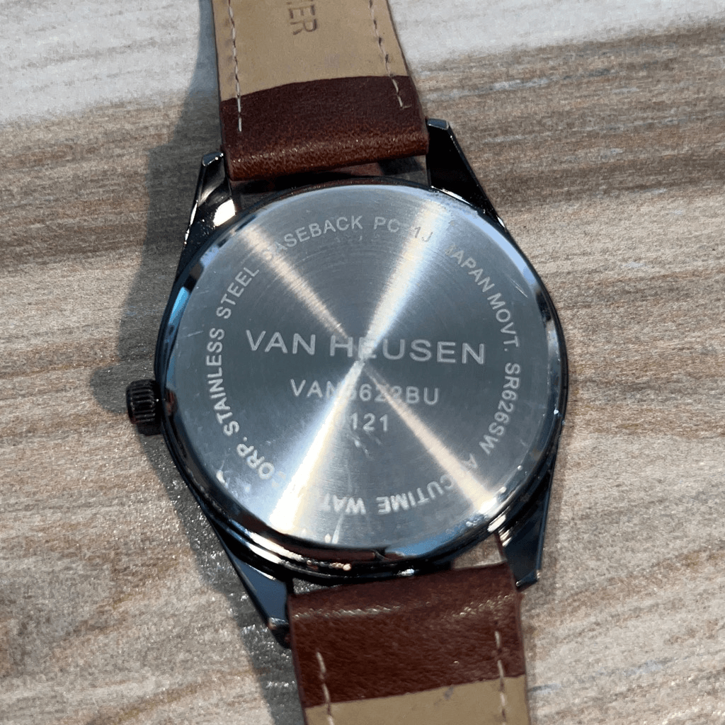 Van Heusen Watch Genuine Diamond Brown Strap Blue Face Watch new