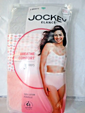 Jockey Elance Breathe 3 comfort Briefs 100 cotton Pointelle sz 10 Gray Pink mix