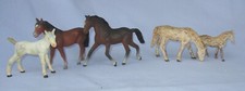 Toy Horse Figurines Elastolin German Lot of 5 Bay white WB Mare foal pony body