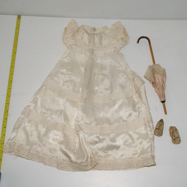 Antique Dolls Parasol Dress & Shoes
