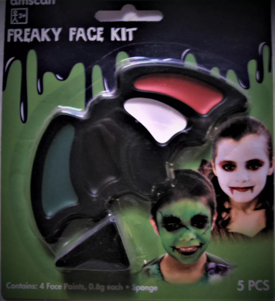 Freaky Face Frankenstein Vampire Make Up Kit Amscan Face Paint Halloween  Party