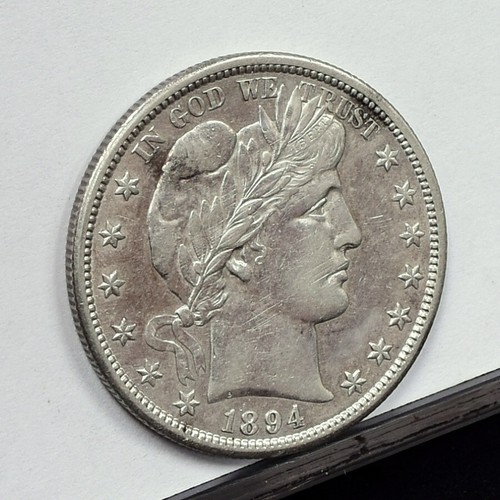 Medio dólar de peluquero 1894-S - detalles Ch AU, limpio con pequeñas manchas (#54415-J) - Imagen 2 de 8