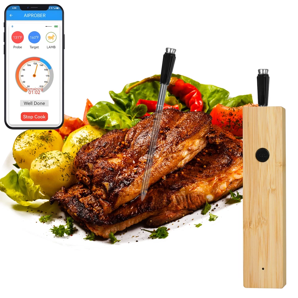Bluetooth Kabellos Grillthermometer Fleisch Thermometer Ofen Smoker Grill APP - Bild 2 von 4