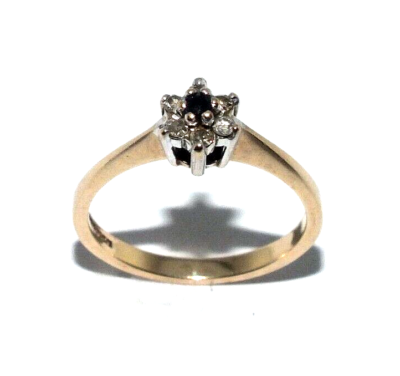 Ladies 9ct yellow gold dress ring set with diamonds and a sapphire, UK size  L | eBay