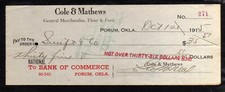 7A847 - 1915 COLE & MATHEWS - PORUM, OKLAHOMA