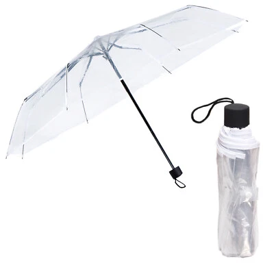 GADGETCKING Cler Umbrella Men Women Folding Strong Transparent Brolly Strong See Through