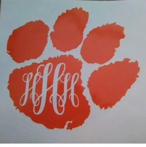 Details About Personalized Clemson Paw Logo Decal 6 Inches Purple Orange Or White