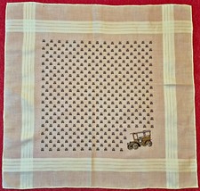 HANDKERCHIEFS VINTAGE AUTHENTIC AUTOMOTIVE ART WHITE BROWN COTTON MENS
