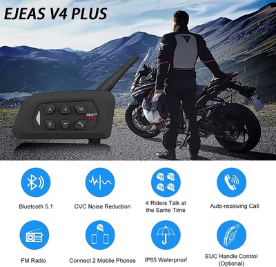 1X V4 PLUS INTERCOM BLUETOOTH MOTORCYCLE BIKE