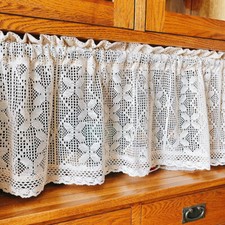Country Style Four Leaves Clove Crochet Lace Beige 100 Cotton Caf  Curtain