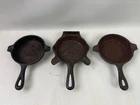 Lot of 3 Cast Iron Skillet Ashtrays 2) Wagner Ware 1050 1) Griswold 570