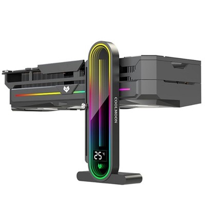 Height Adjustable RGB GPU Stand with Temperature Display, 5V 3PIN Video Card ...