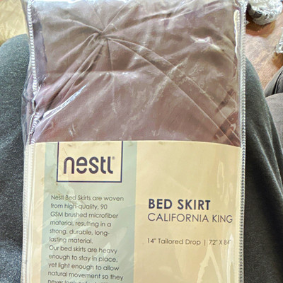 Nestl Pinch Pleat Tailored Bed Skirt Cal King Gray 14'' Drop 72x84''