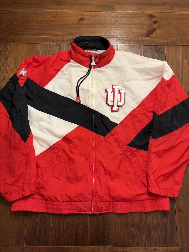 Vintage 90s Apex One Indiana Hoosiers Football Men’s Sz XL Full Zip Nylon Jacket - Image 2 of 4