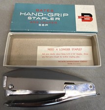 Bates Hand Grip Stapler & Tacker, Gray Vintage Model 56P, Made in USA