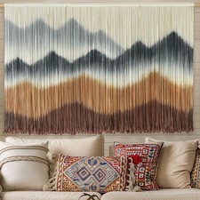 Macrame Wall Hanging Mountain Wall Art Dip-Dyed Macrame Wall Decor Modern Wal...