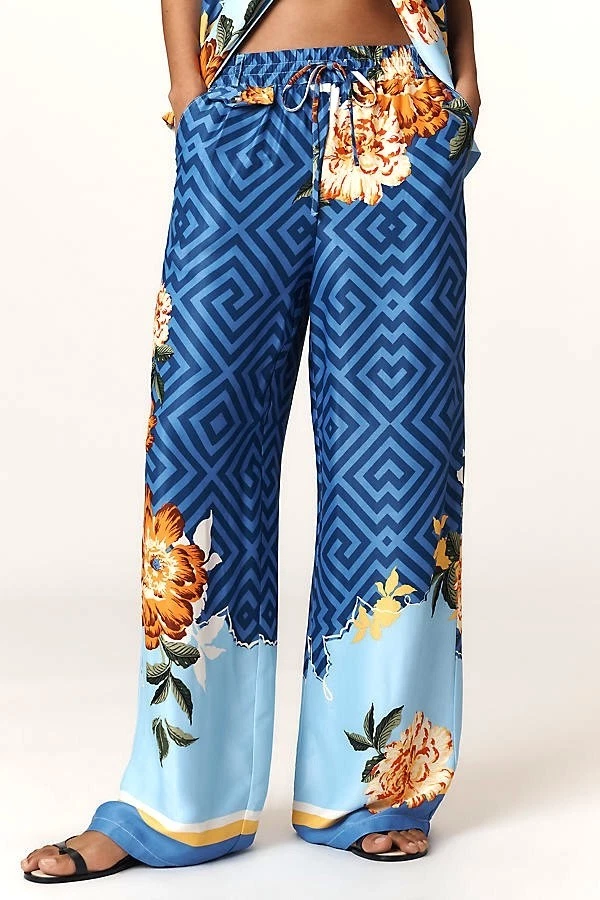 *NWT* Maeve Straight Leg Pull on Silk Pants Size Large Anthropologie