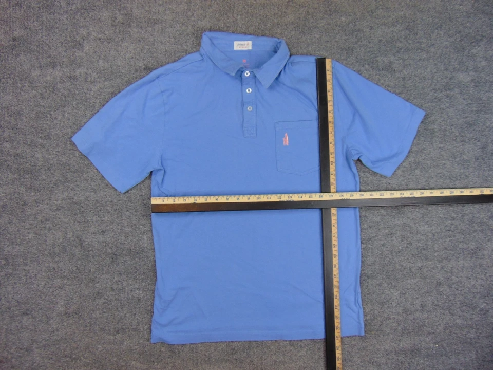 Camisa Polo Johnnie-O Para Hombres Mediana Azul Algodón Manga Corta Bolsillo Logo Preppy Informal Foto 4 de 4