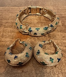 Vintage CINER Bracelet & Earring Set Gold Tone