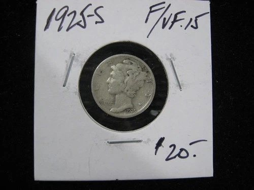 1925-S MERCURY SILVER DIME BETTER DATE! PROBLEM FREE NICE F-VF