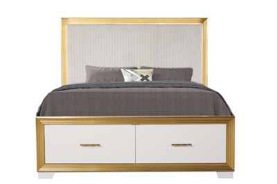 OBSESSION Contemporary Style Queen Tufted Bed Made with Wood & Gold Finish (NJ