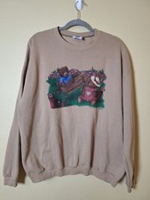 Vintage Lee Crew Neck Sweatshirt 90's Couple Teddy Bears Beige XL