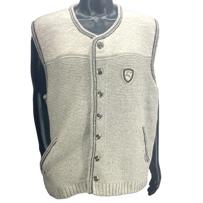 Spieth & Wensky Wool Blend Men's Vest 3XL Oatmeal Button Up Embroidered Logo