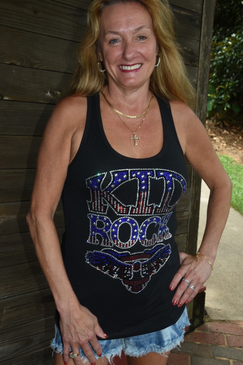 Kid Rock rhinestone tank top sizes XS,X,M,L,XL,XXL,1X,2X,3X,4X,5X
