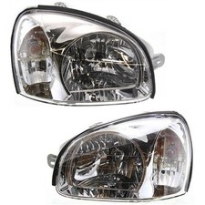 Driver and Passenger Headlights For Hyundai Santa Fe 2001-2003 Halogen w/ Bulb/s